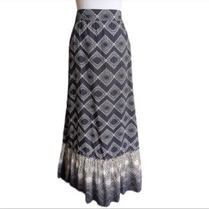 M&S MARKS & SPENCER Dark Blue GrayWhite Maxi Skirt L or XL 453